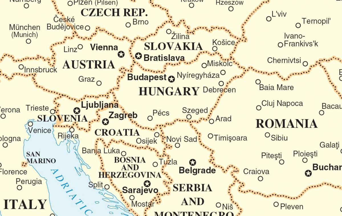 peta Slovakia negara-negara sekitarnya