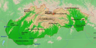 Peta gunung Slovakia